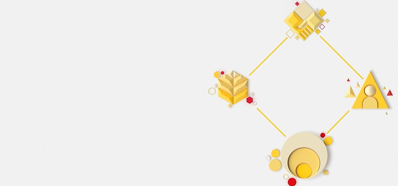 Графічне зображення з усіма чотирма графічними 3D-елементами основних складових концепції «Прискорюючи Прогрес» у формі ромба