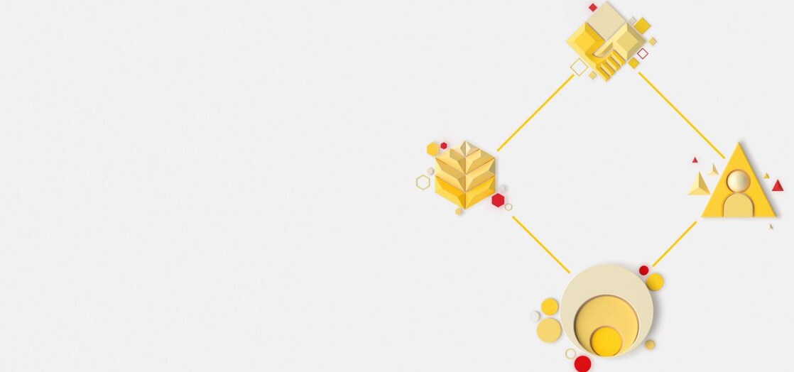 Графічне зображення з усіма чотирма графічними 3D-елементами основних складових концепції «Прискорюючи Прогрес» у формі ромба