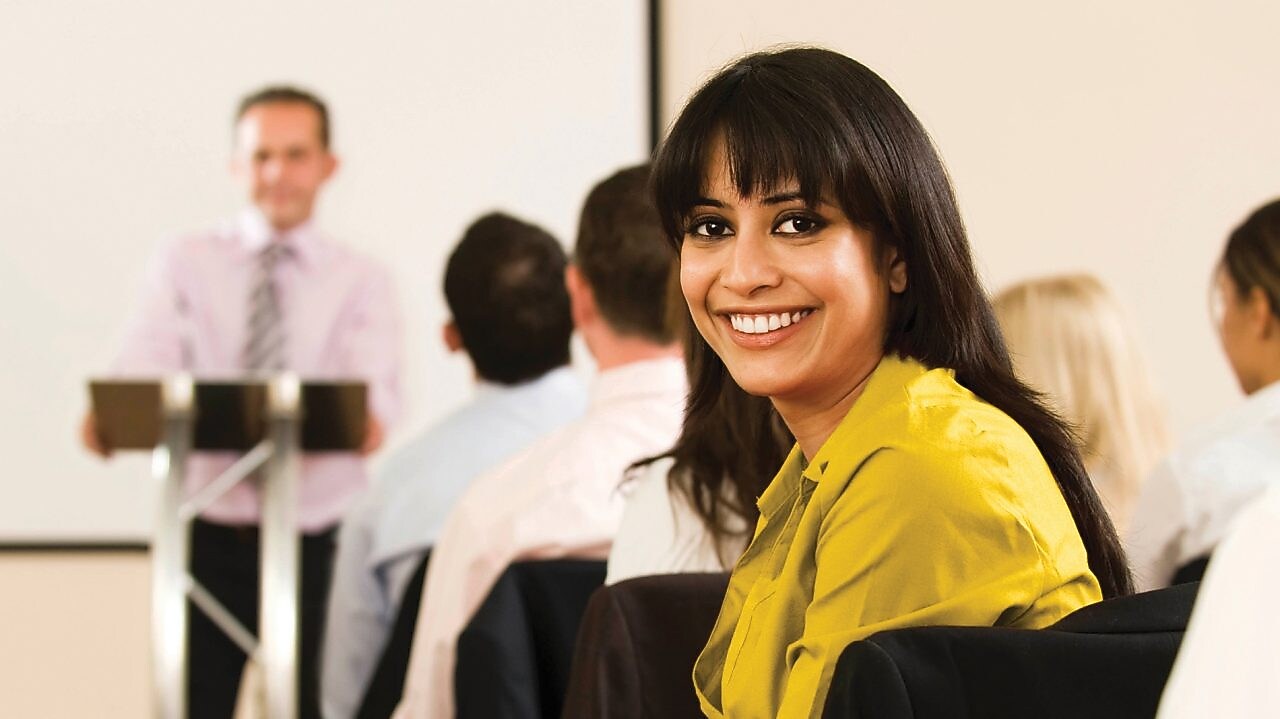 female employee in conference