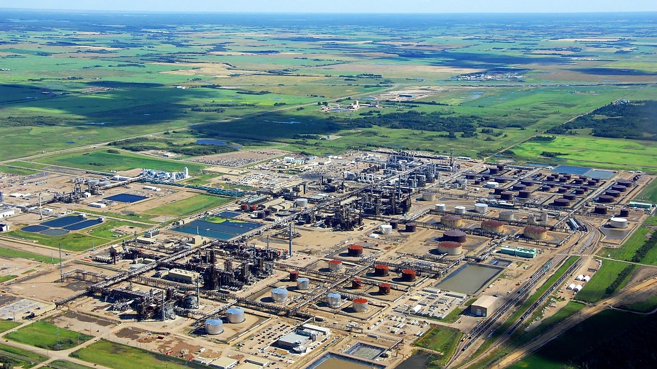 Вид з висоти пташиного польоту на проект «Квест» з уловлювання і зберігання вуглецю в Канаді